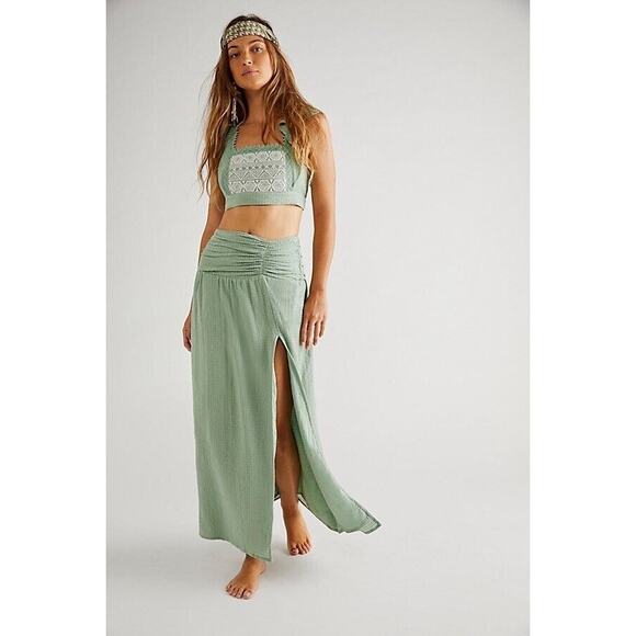 Free People Dresses & Skirts - Free People County Line Maxi Skirt Set Light Green Size L